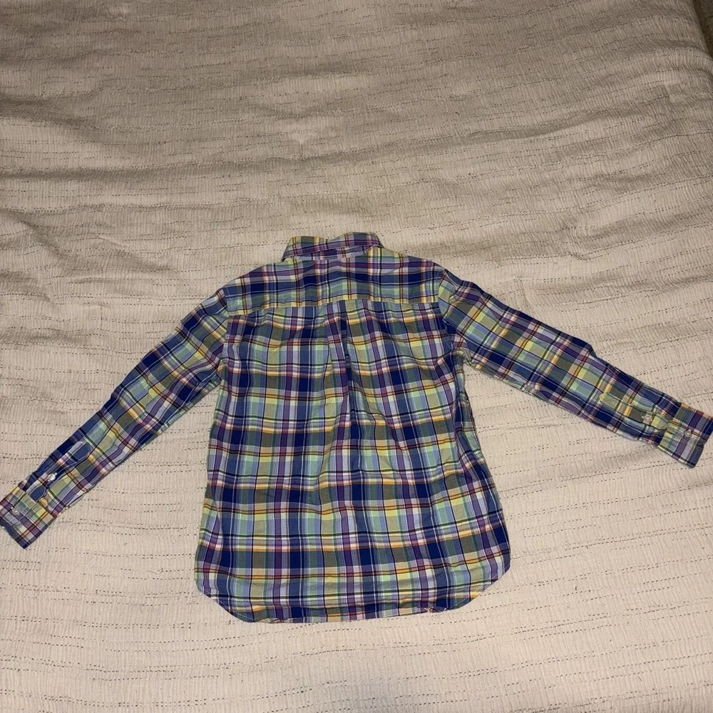 Ralph‎ Lauren Boys Button Down Shirt Size 7 Plaid Pony Logo Long Sleeve